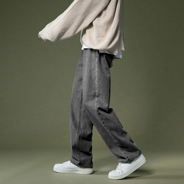 Korean Wide-leg Jeans Men's Fashion Retro Casual Jeans Men Streetwear Autumn Wild Loose Hip-hop Straight Denim Pants Mens M-2XL aidase-shop
